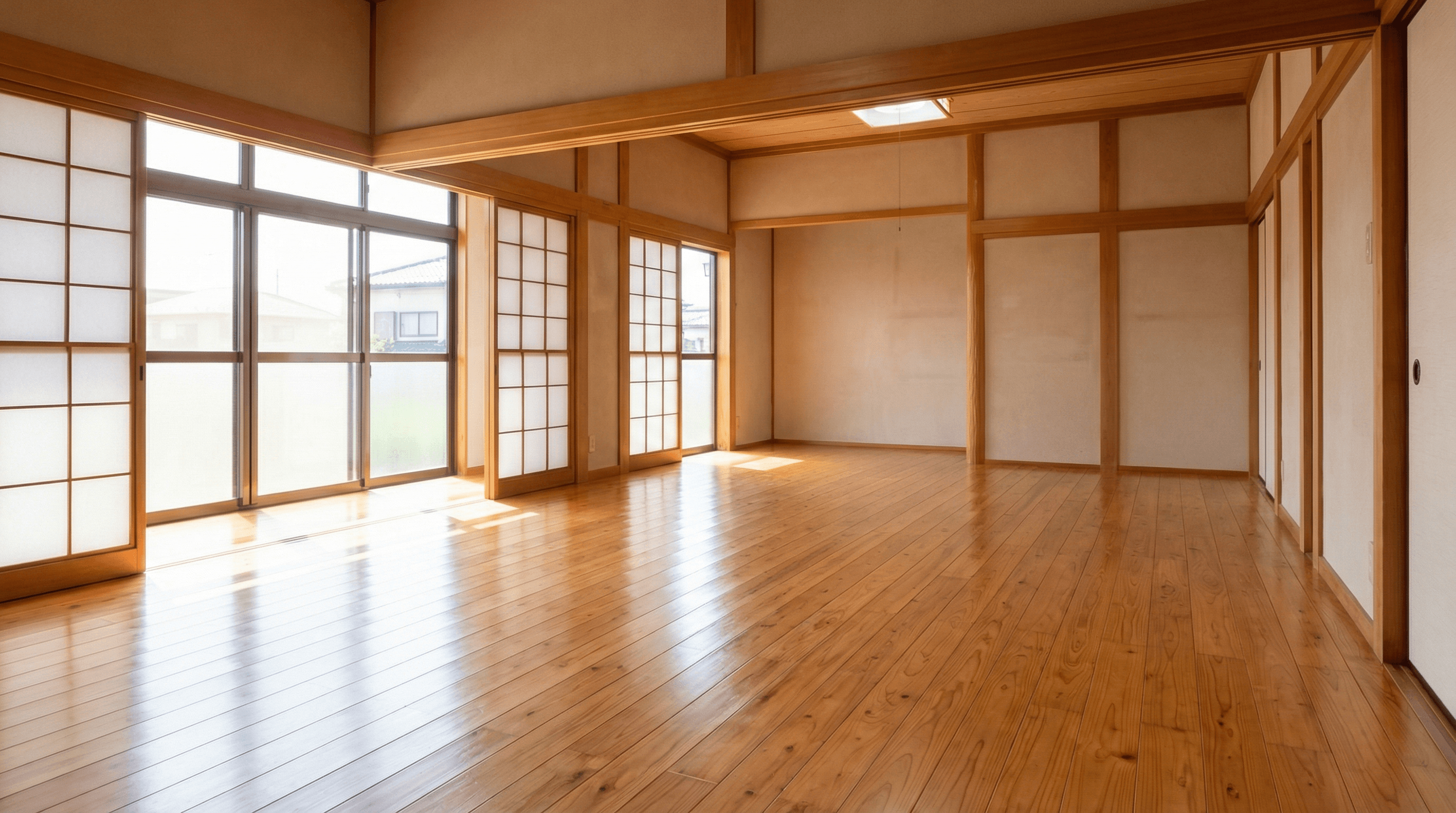 同じ洋室からすべての家具がなくなり広々とした空間